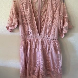 Pink lace romper